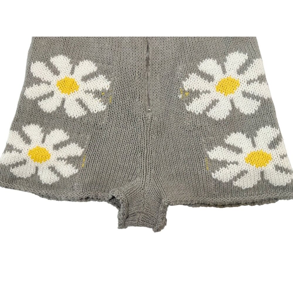 Storia Floral Knitted Shorts Women Large Gray High Rise Lined Boho Daisy floral - Picture 6 of 16